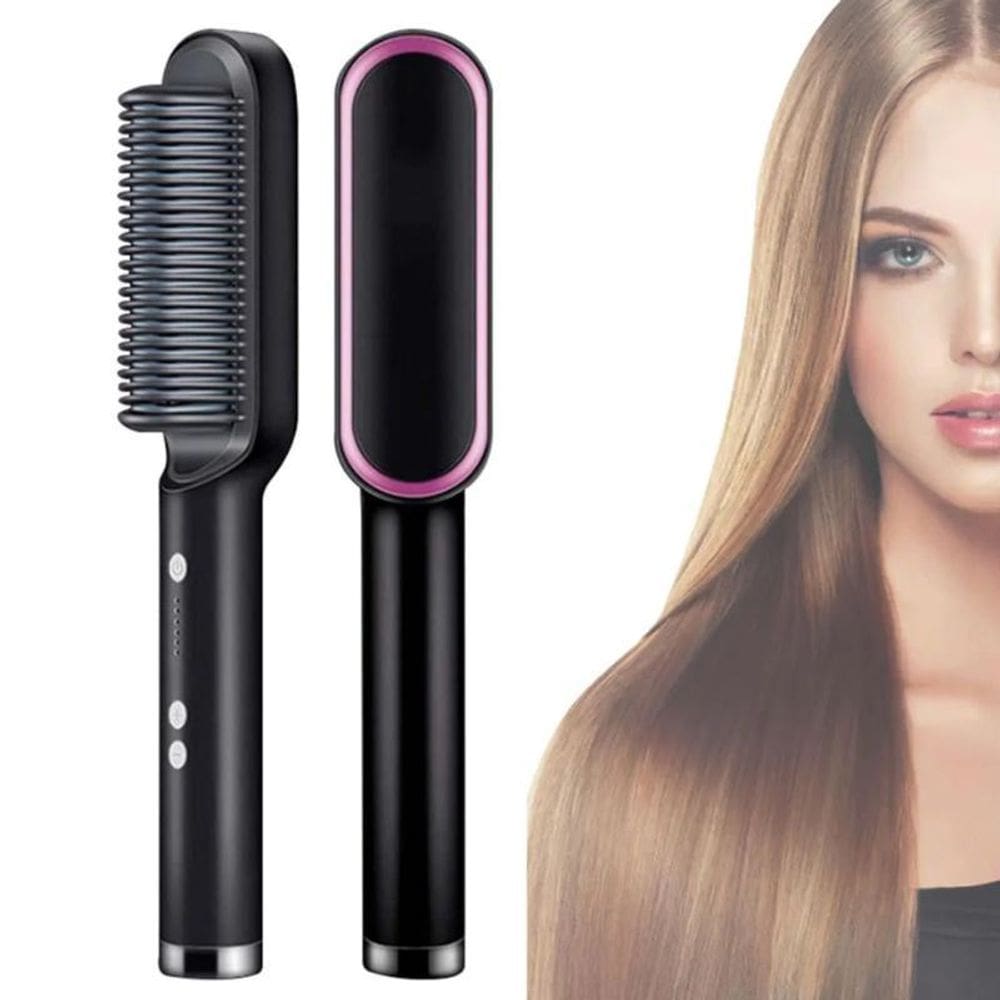 Escova Alisadora De Cabelos Multifuncional Bivolt 3 Em 1