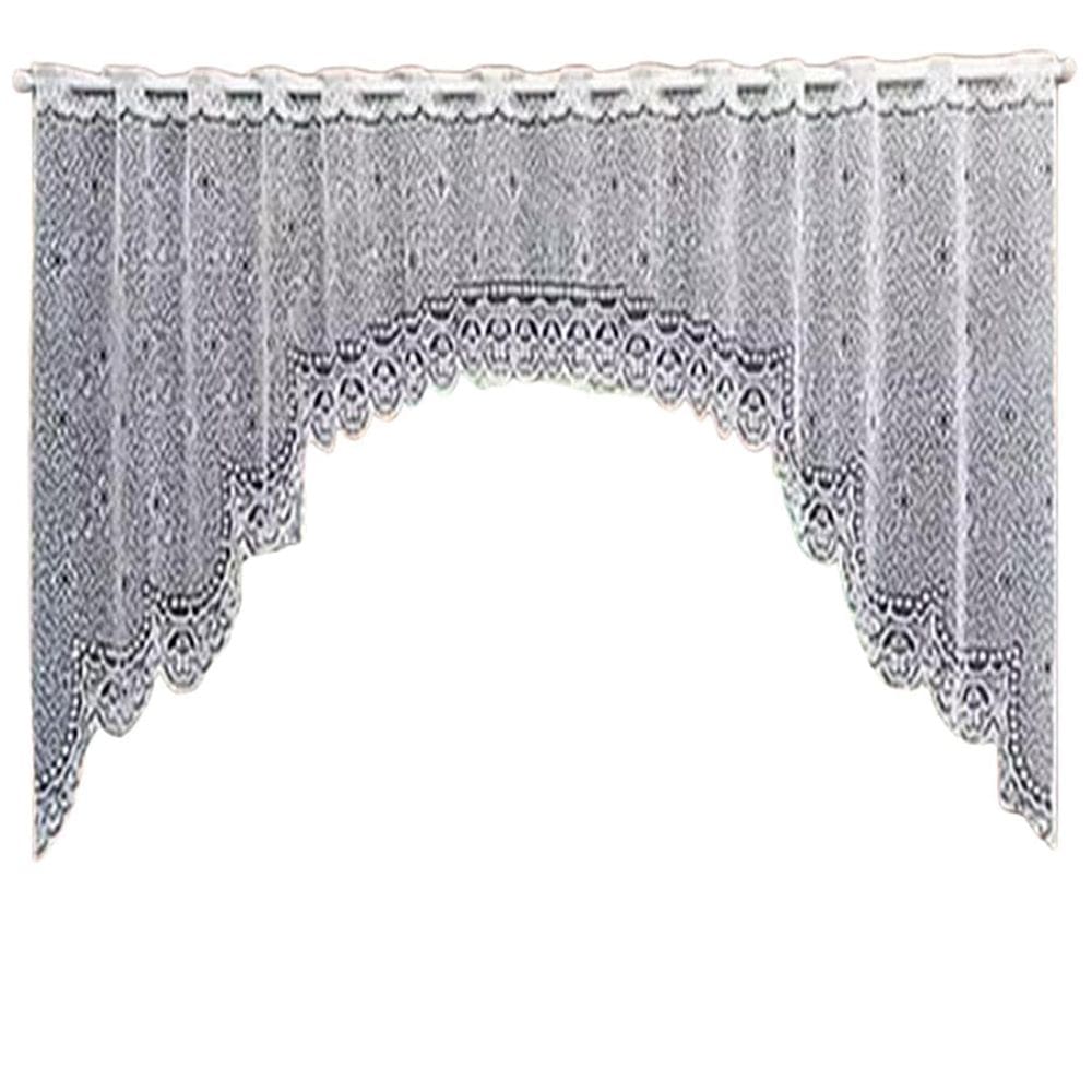Cortina Bando Renda Cascata Branca Lisa Cozinha