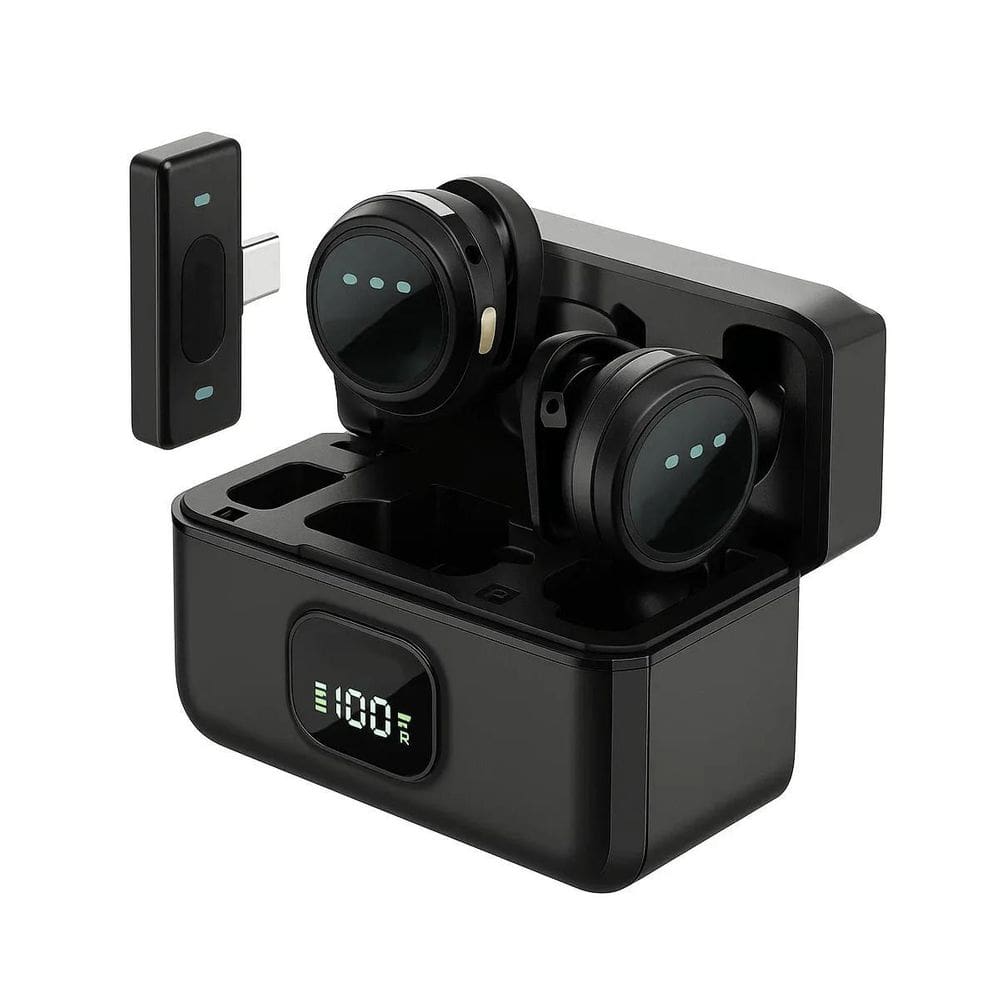 Microfone De Lapela Duplo Anti Ruído Sem Fio Redondo Premium