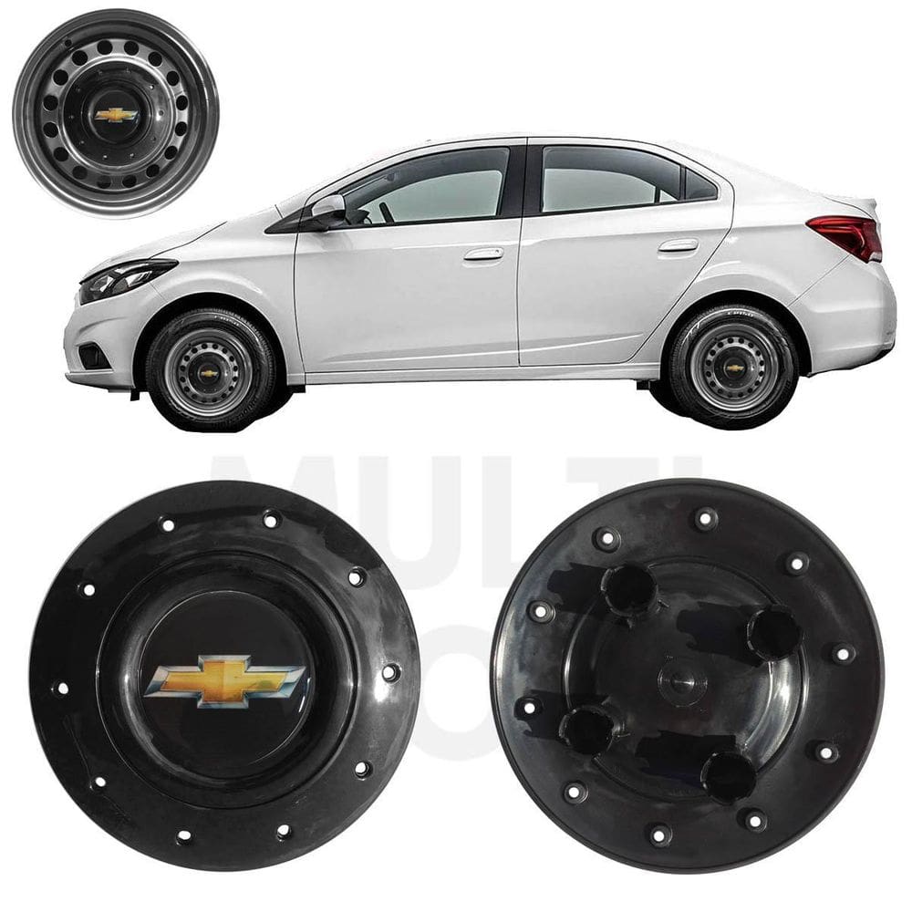 1X Calota Centro Roda Aro 14 Gm Prisma 2013 A 2019 Preto