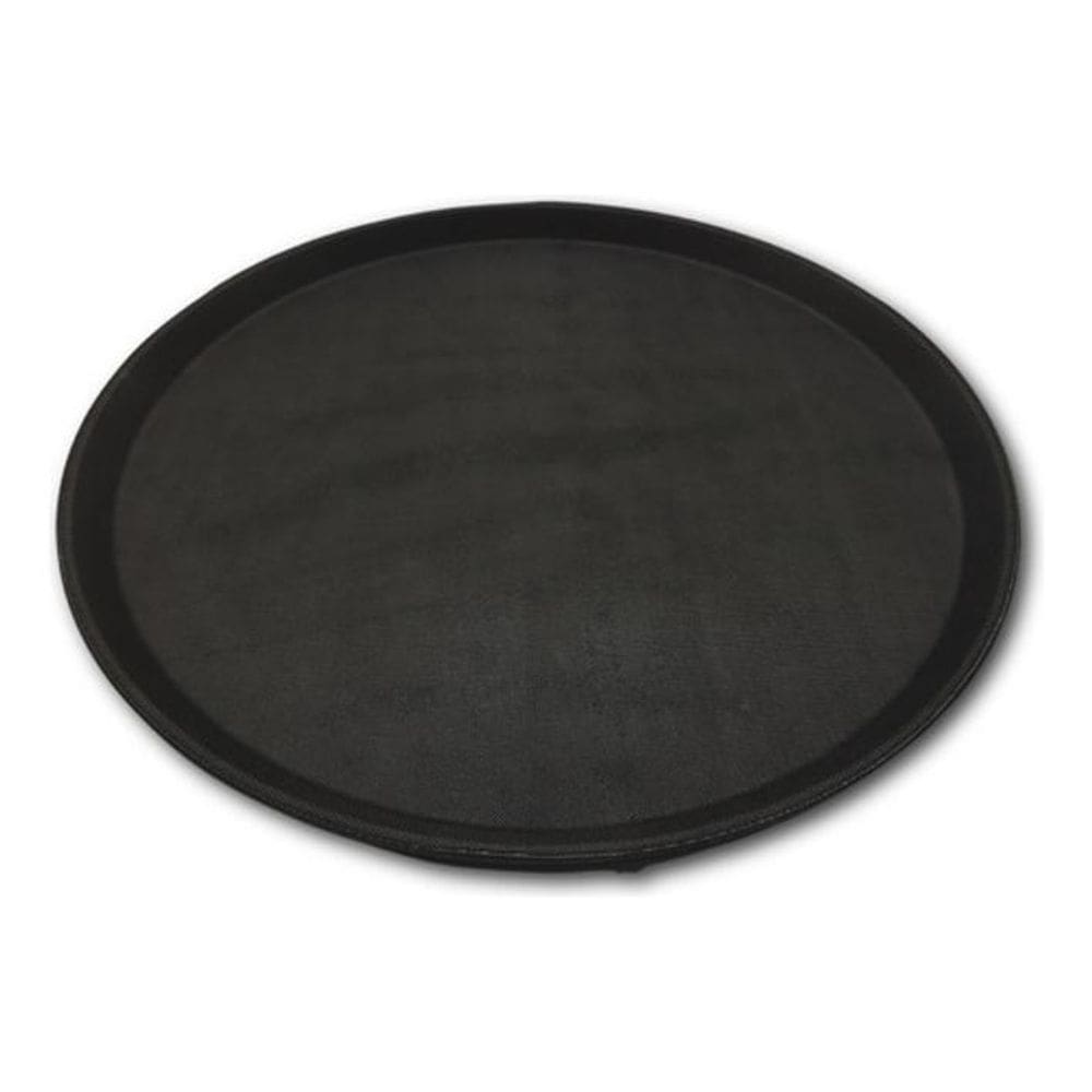 Bandeja Redonda Antiderrapante 35 Cm Para Garçom Preta