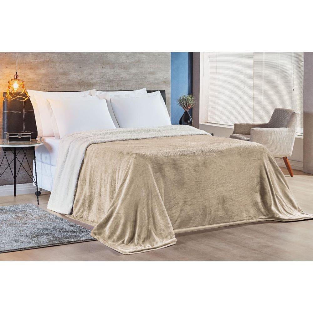 Cobertor Alaska Casal King Dupla Face Manta Flannel E Pele