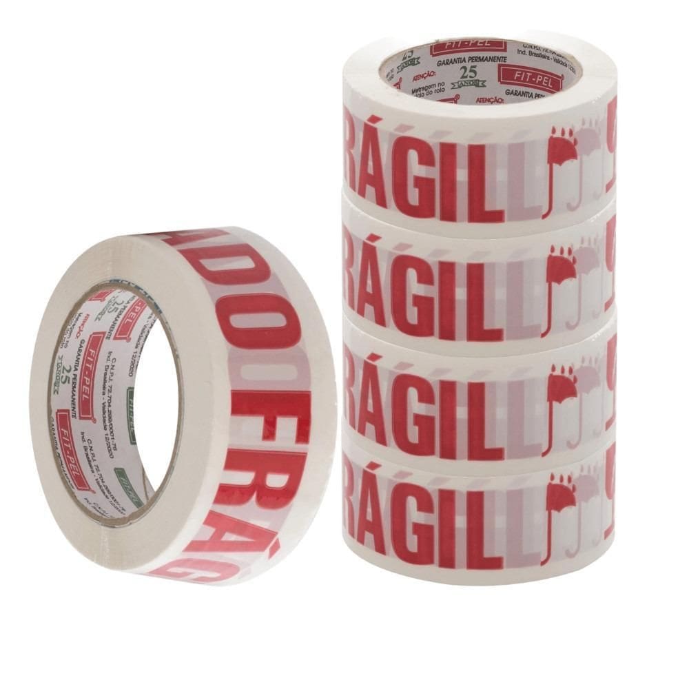 Fita Adesiva 48Mmx50M Cuidado Frágil 5 Peças 20000045 Fitpel
