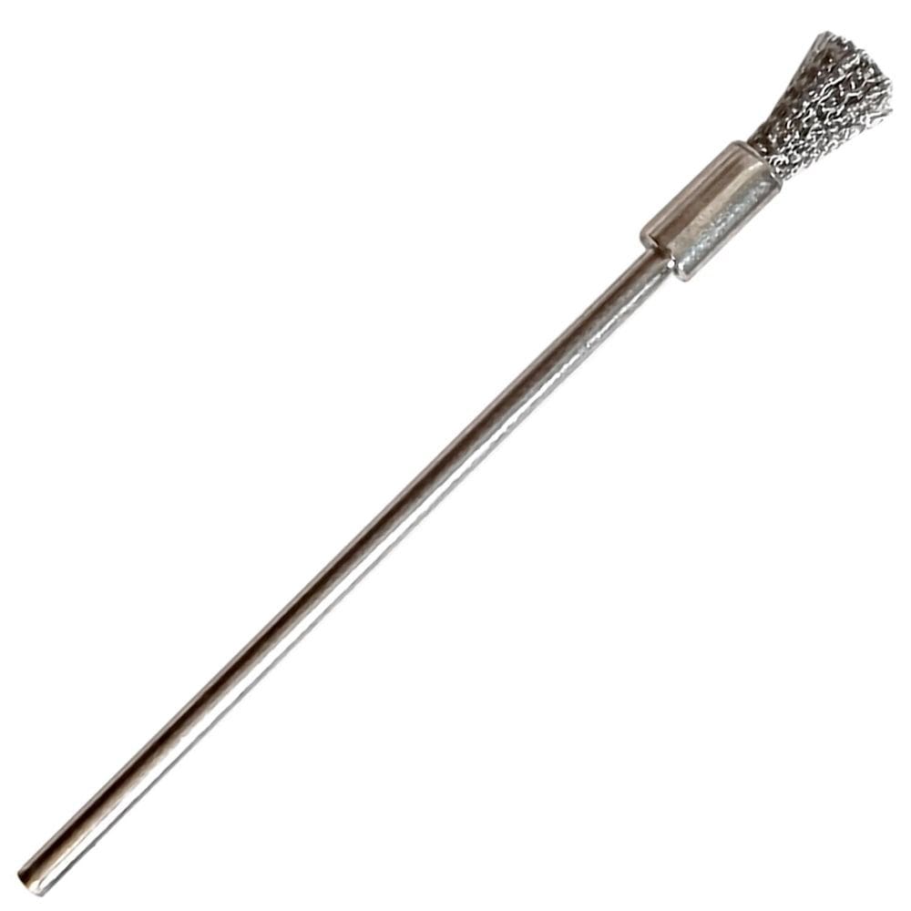 Escova De Aço Inox Longa 100Mm Haste 3Mm Para Micro Retífica