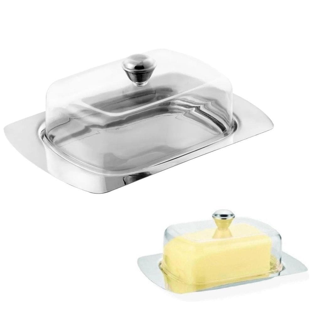 Manteigueira Inox Com Tampa Acrílica Retangular Mimo Style