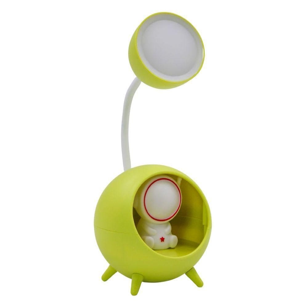 Luminaria De Mesa Decorativa Usb Portatil Articulavel Abajur P- Leitura Estudo Astronauta Verde