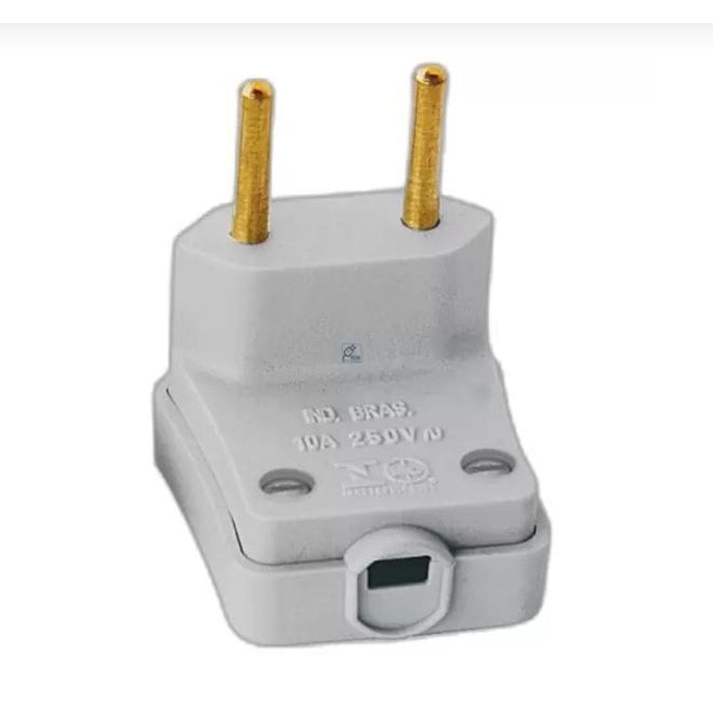 Pino Plug Triangular Gigante 2 Polos Cabo Pp 10A 250V Perlex