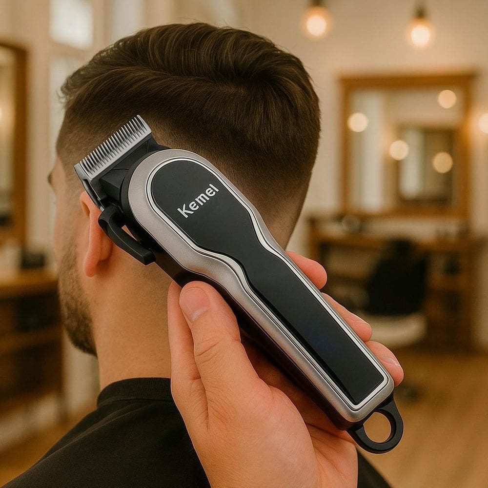 Máquina De Cortar Cabelo Kemei Display Digital