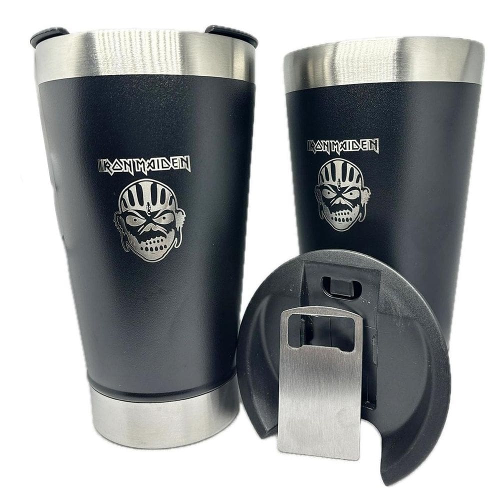 Kit 2 Copos Iron Maiden 500Ml Térmico + Tampa + Abridor