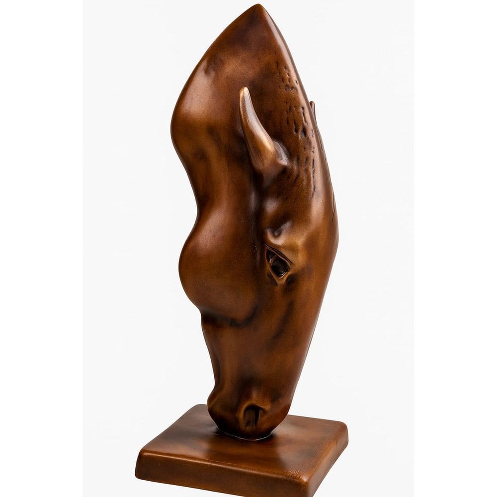 Escultura Luxo Estátua Busto Cabeça De Cavalo 41 Cm Fazenda