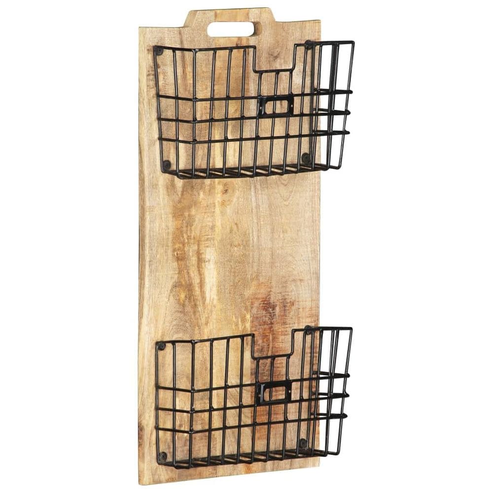 Porta-revistas de parede vidaXL Brown Rough Mango Wood