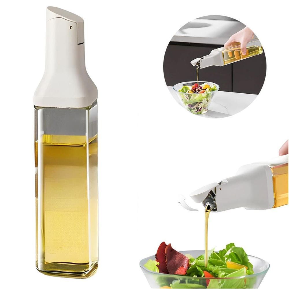 Galheteiro Vidro Porta Azeite Vinagre Quadrado 500Ml Branco