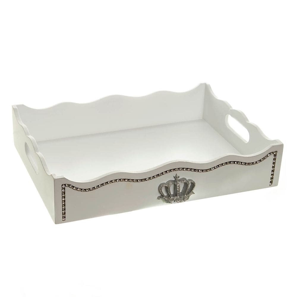 Bandeja Fantasia Strass Corôa Prata Quarto Bebê