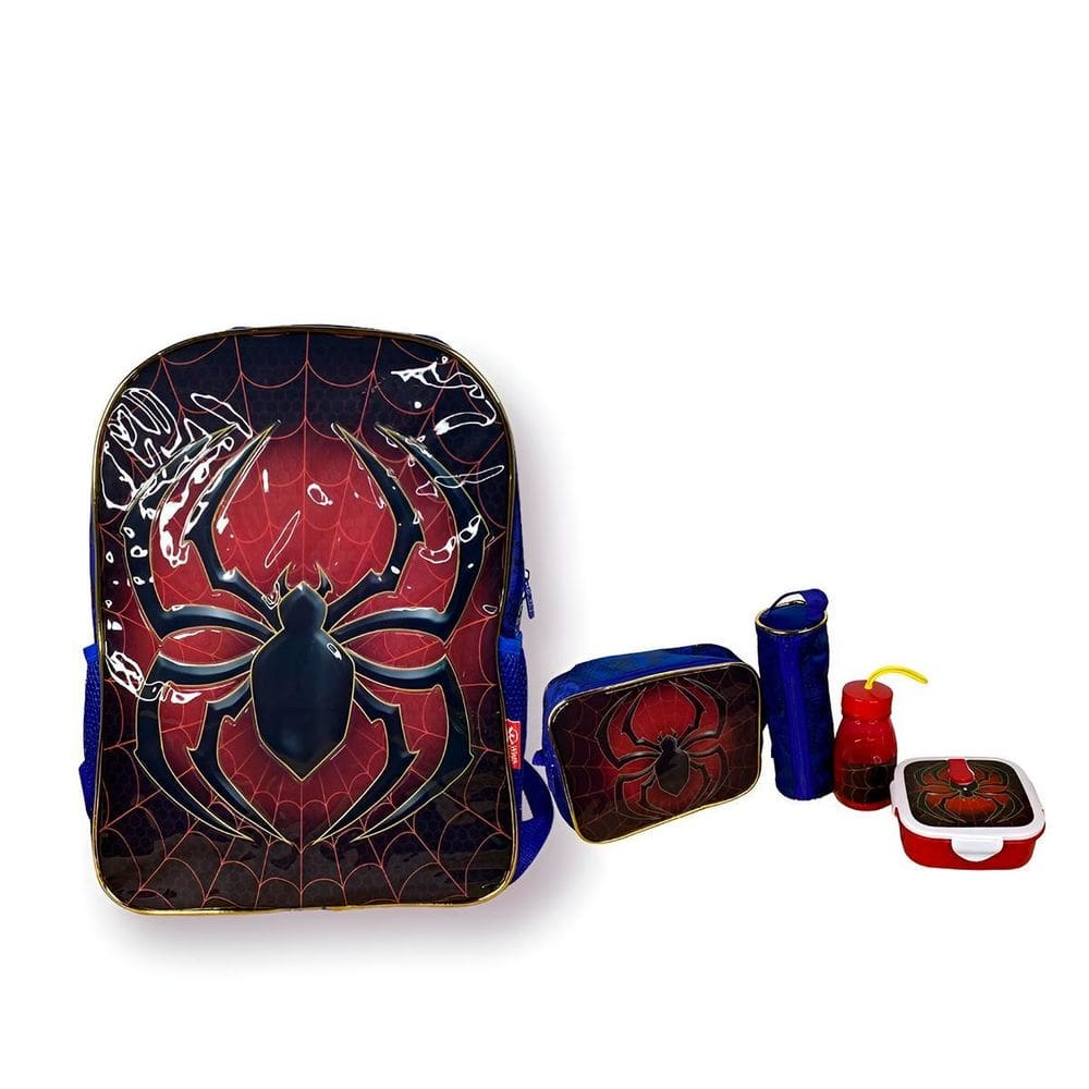 Kit Mochila Escolar Infantil Homem Aranha Cor: Azul