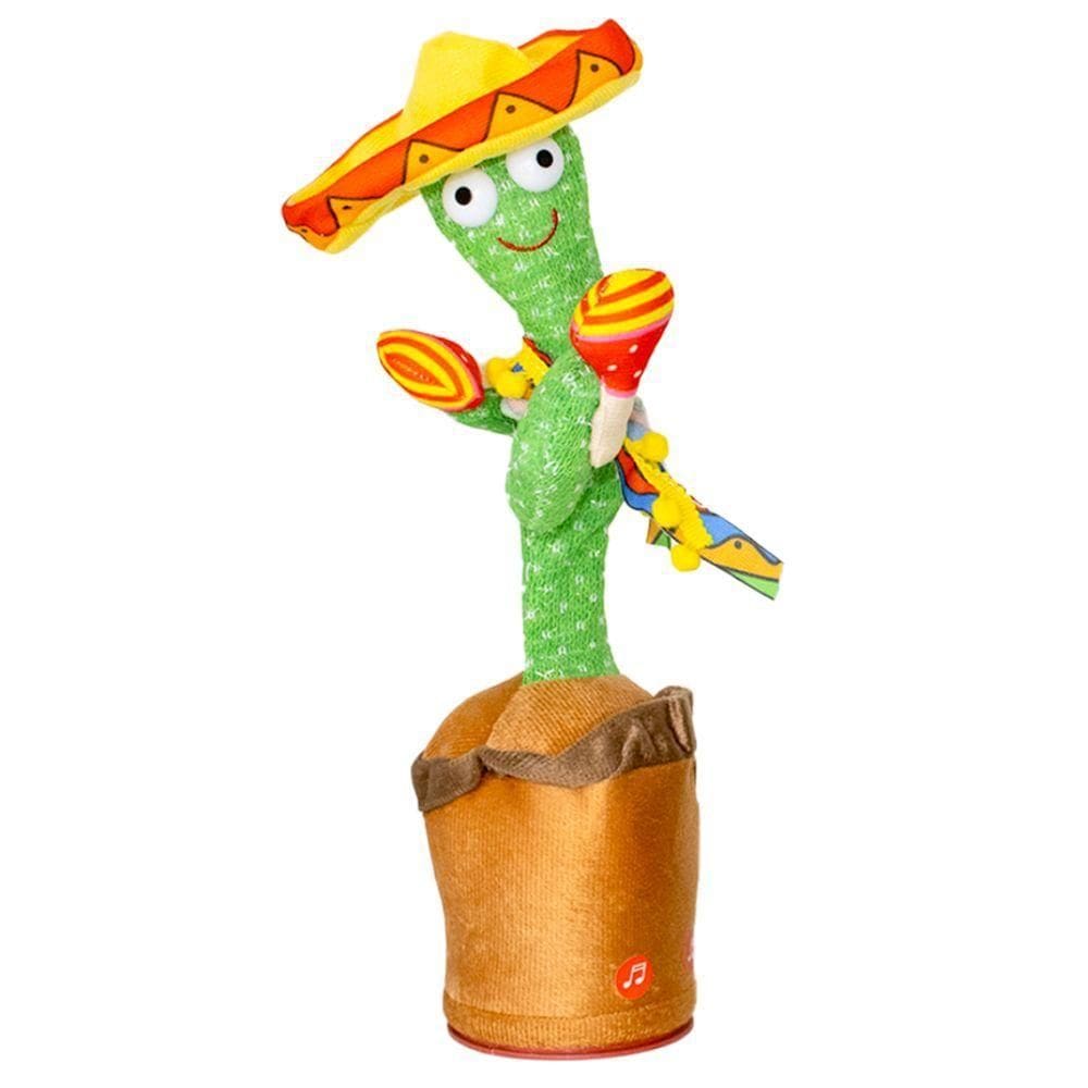 Cacto Dançante Musical Falante Dança Repete Brinquedo Usb Chocalho