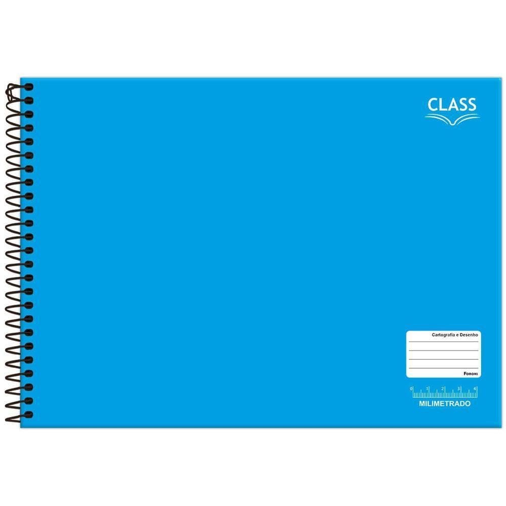 Caderno Cartografia Milimetrado 80Fls Class Azul Foroni