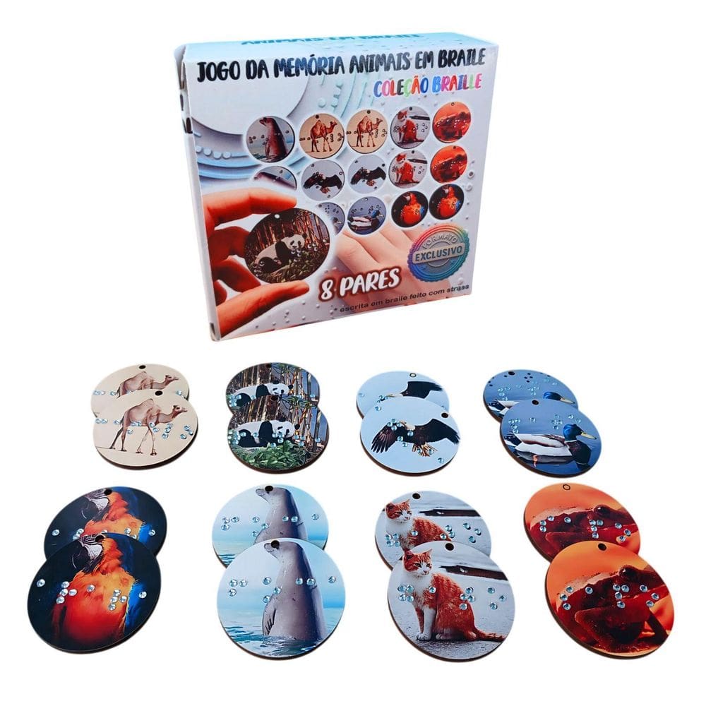 Jogo Educativo Em Braille Redondo 8 Pares Exclusivo