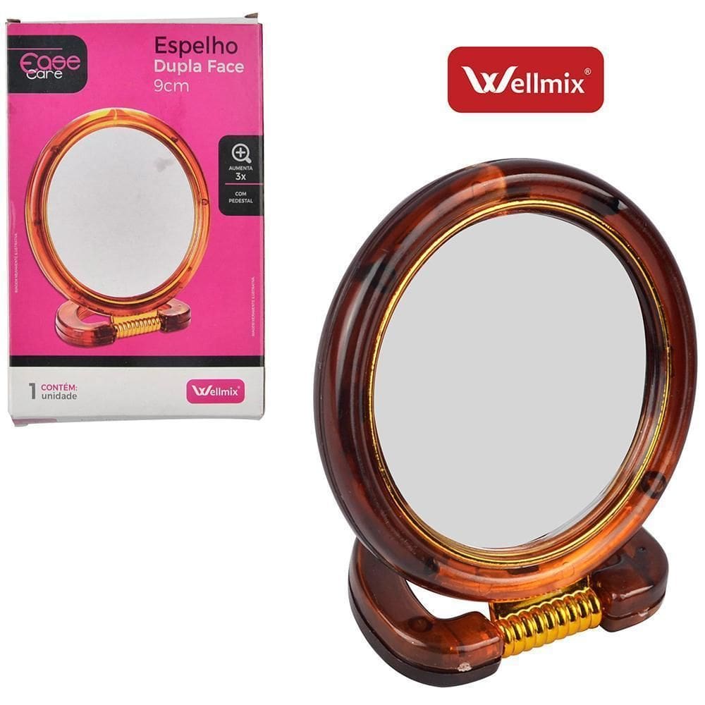 Espelho Mesa Redondo Dupla Face 4`` 9Cm Pedestal Aumenta 3X