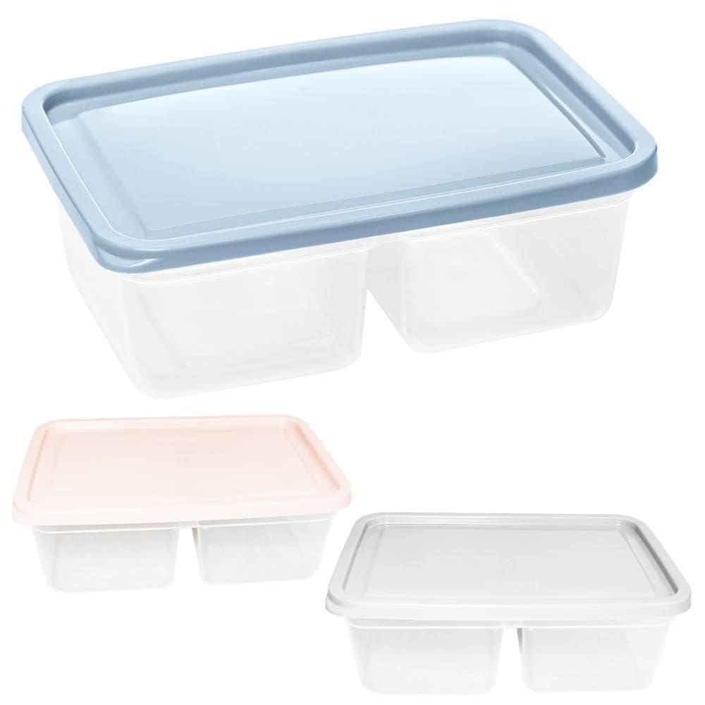 Organizador De Plastico Retangular Com 2 Divisoria 900Ml