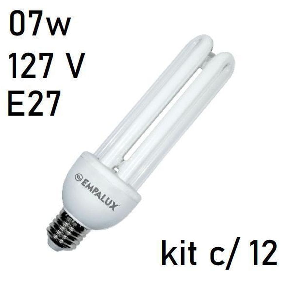 12 Lâmpadas Fluorescente Luz Br 07W 127V 6.400K E27 Empalux