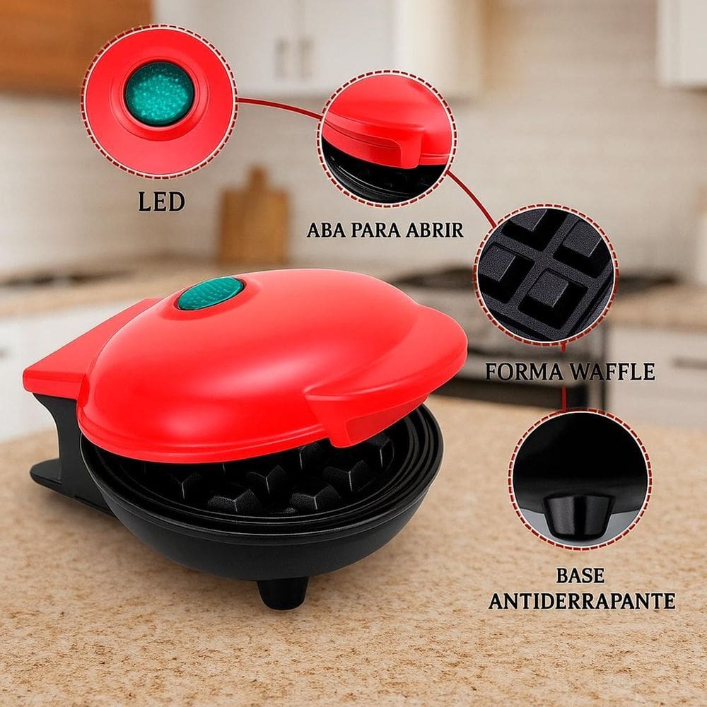 Mini Waffle Portátil Leve Prática Ideal Para Viagens 110V