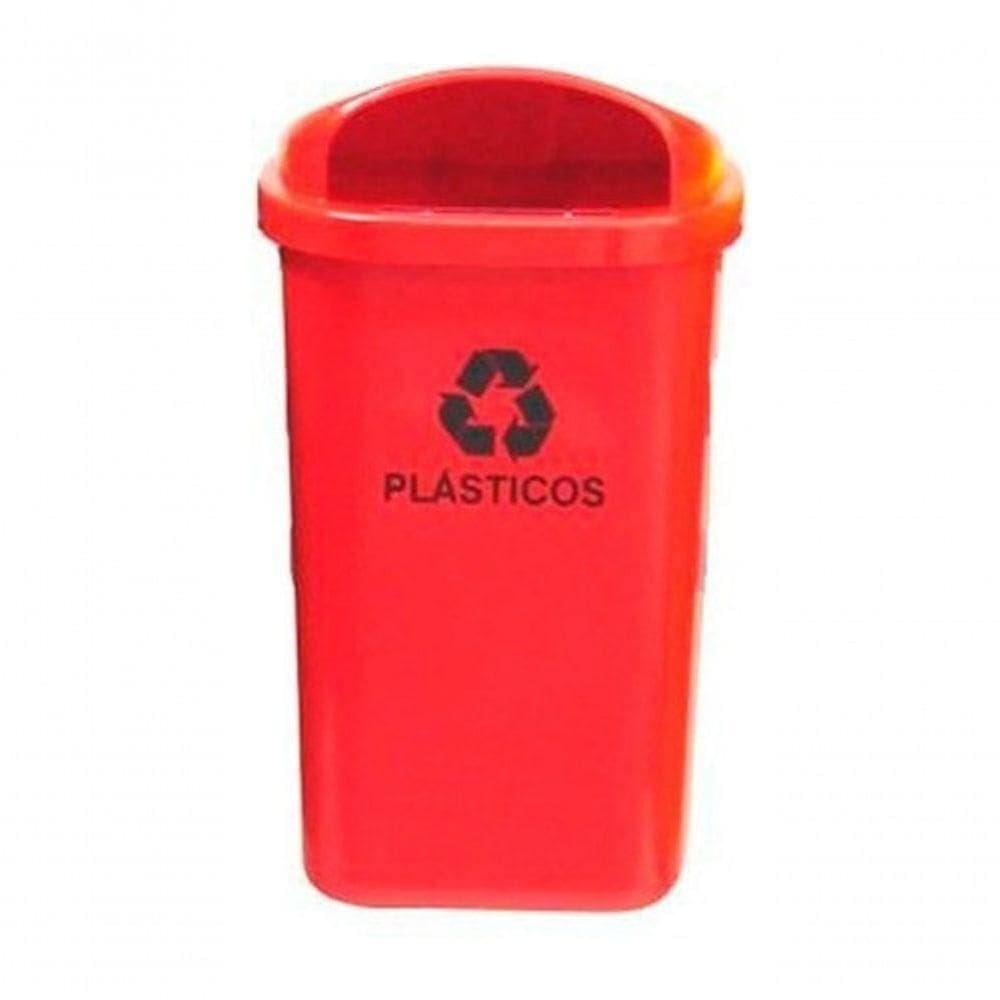 Cesto Individual Para Coleta Seletiva Vermelho Sem Poste 50l