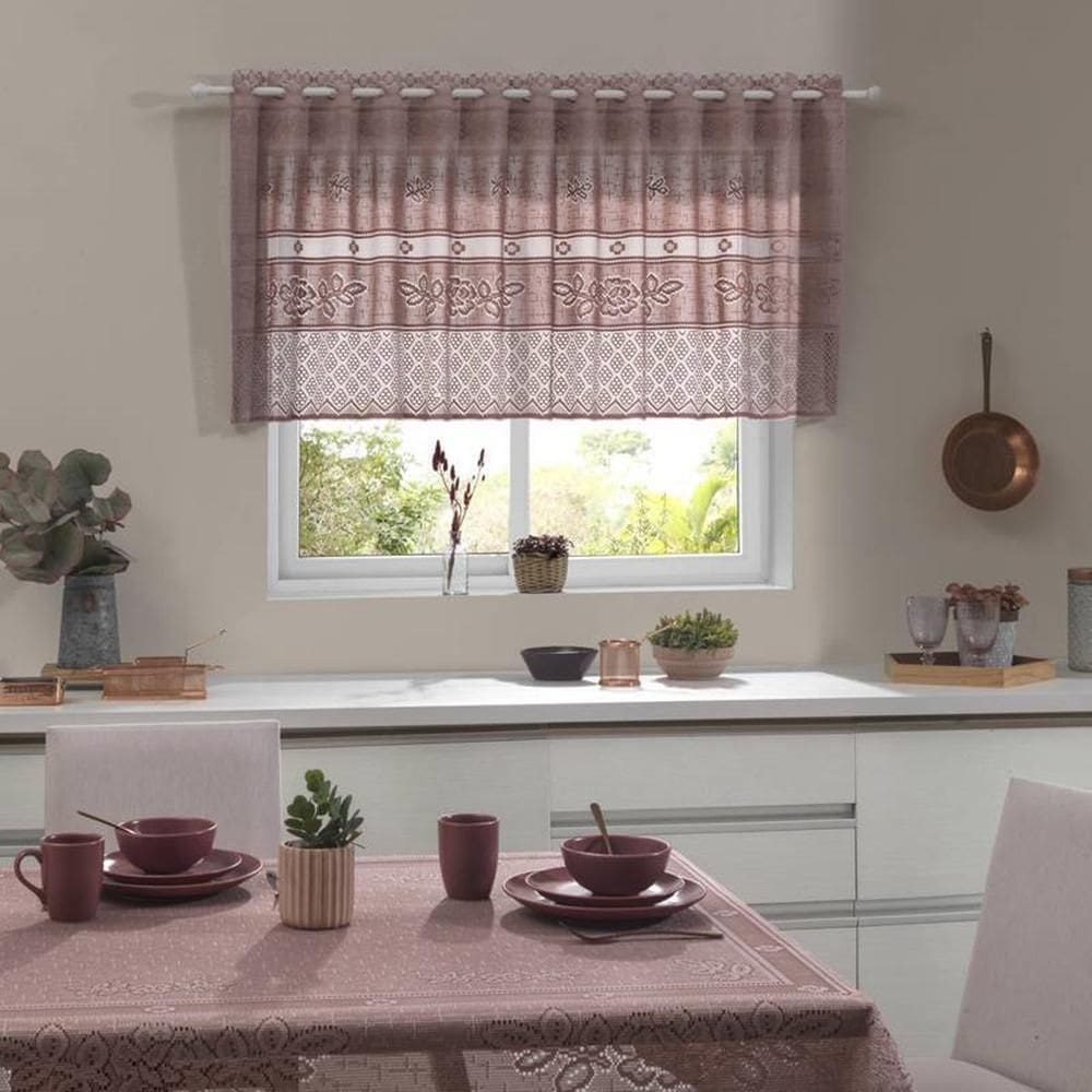 Cortina Vitro Renda Color Retro 2,00X0,80 Rose
