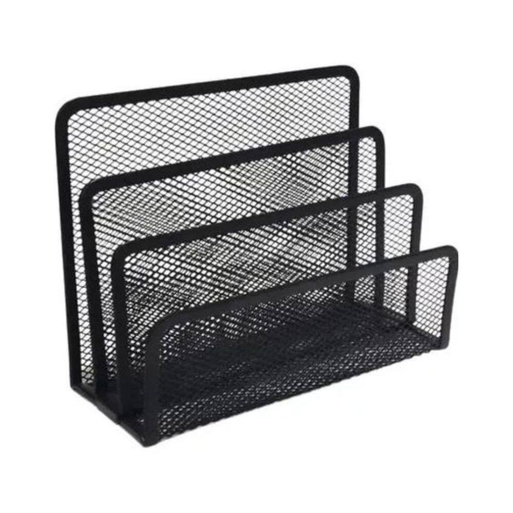 Organizador Porta Cartas E Papeis Para Mesa Aramado Preto