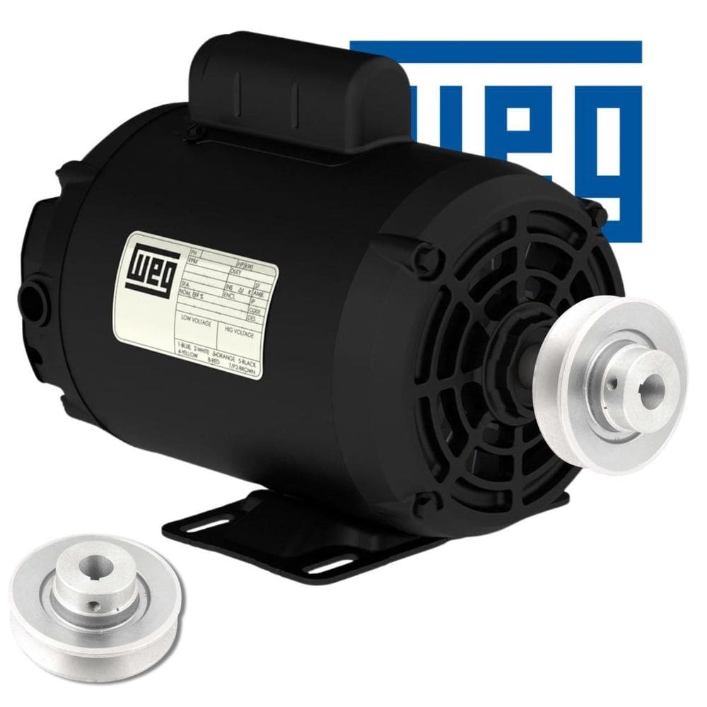 Motor + Polia Weg Elétrico 1Cv Monofásico Baixa Rpm Elétric