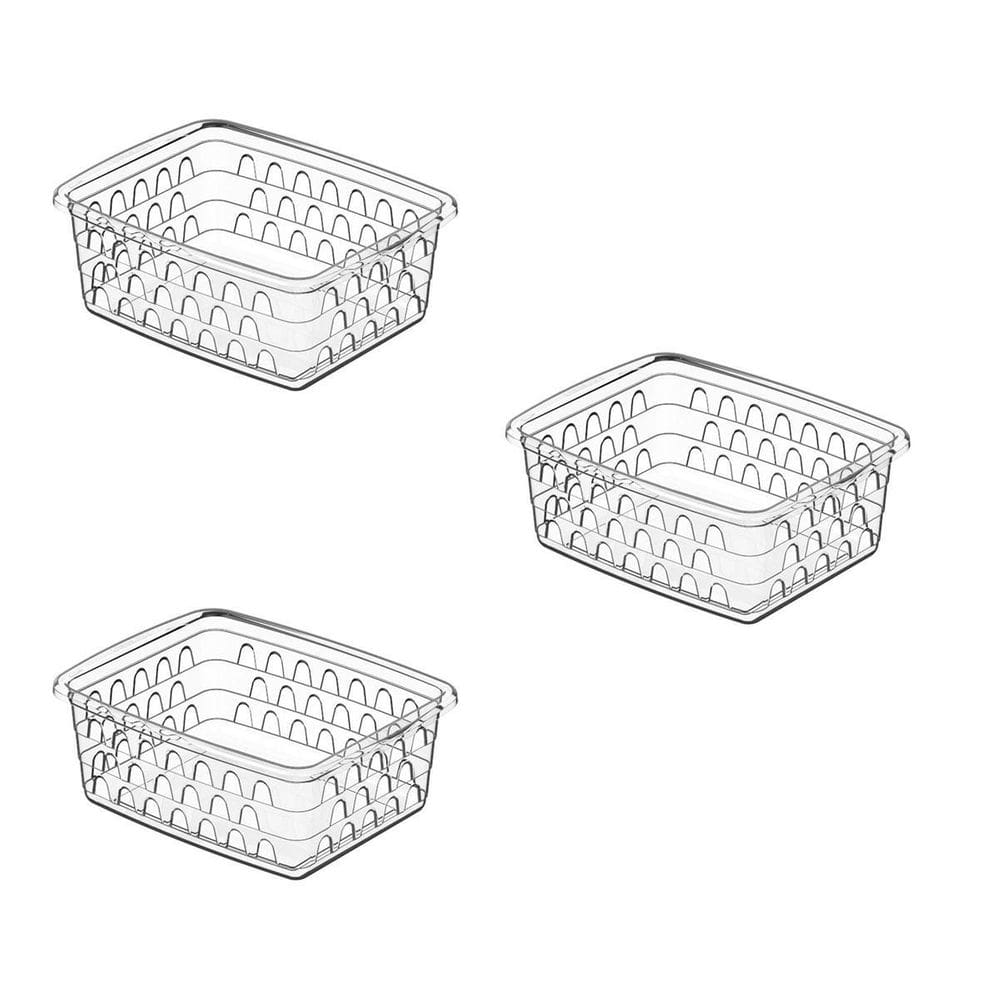 Kit 3 Cesto Caixa Organizadora Multiuso Pequeno Transparente