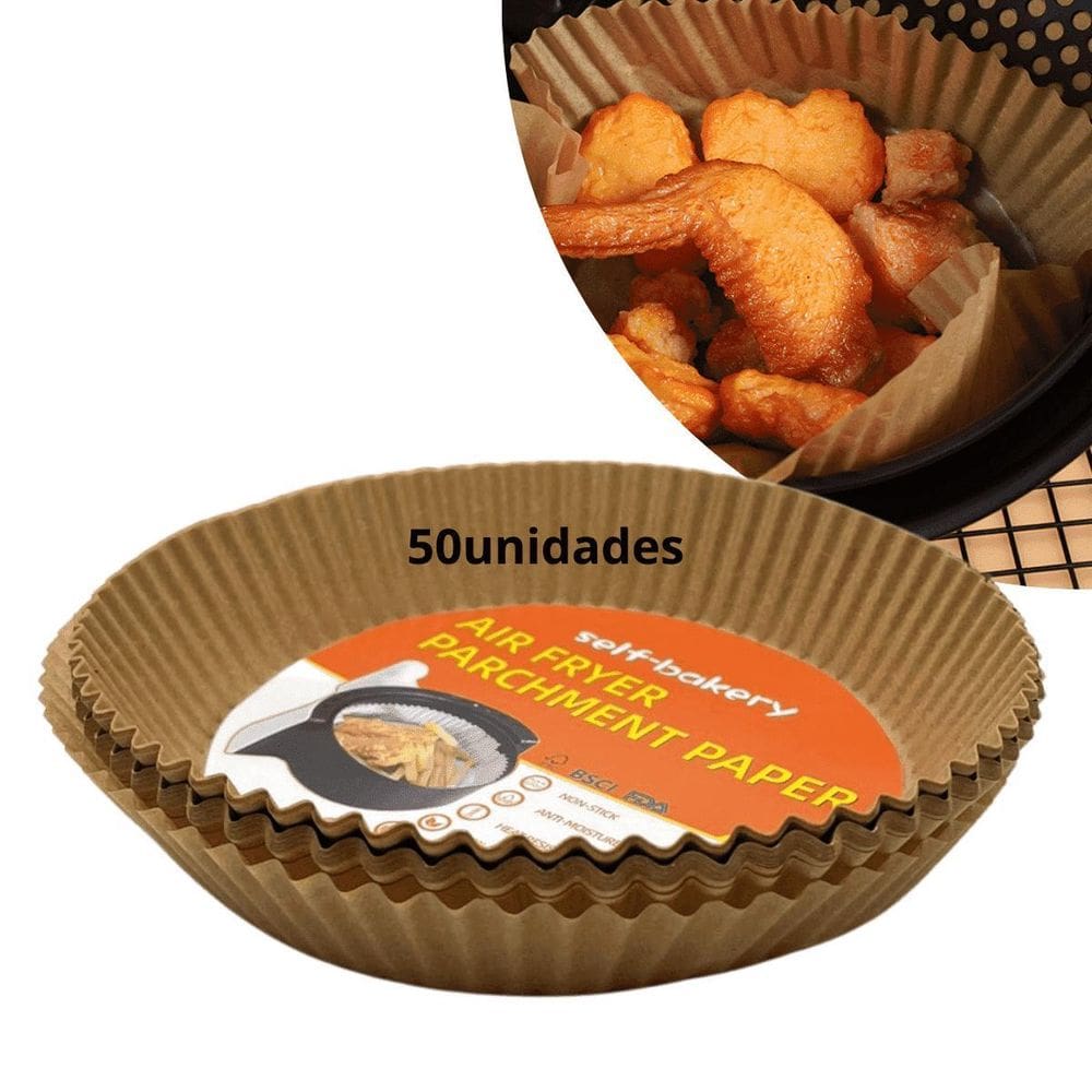 Forma Redonda Descartável 50Un Para Air Fryer