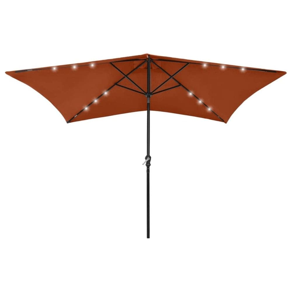 Guarda-sol LED vidaXL Terracotta com poste de aço 2x3m UV Protect