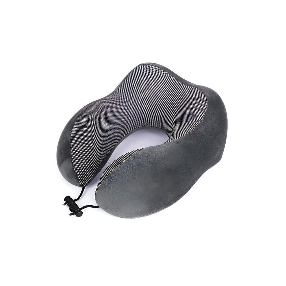 Almofada De Pescoço Viagem Cinza Espuma Nasa Fecho Ajustável