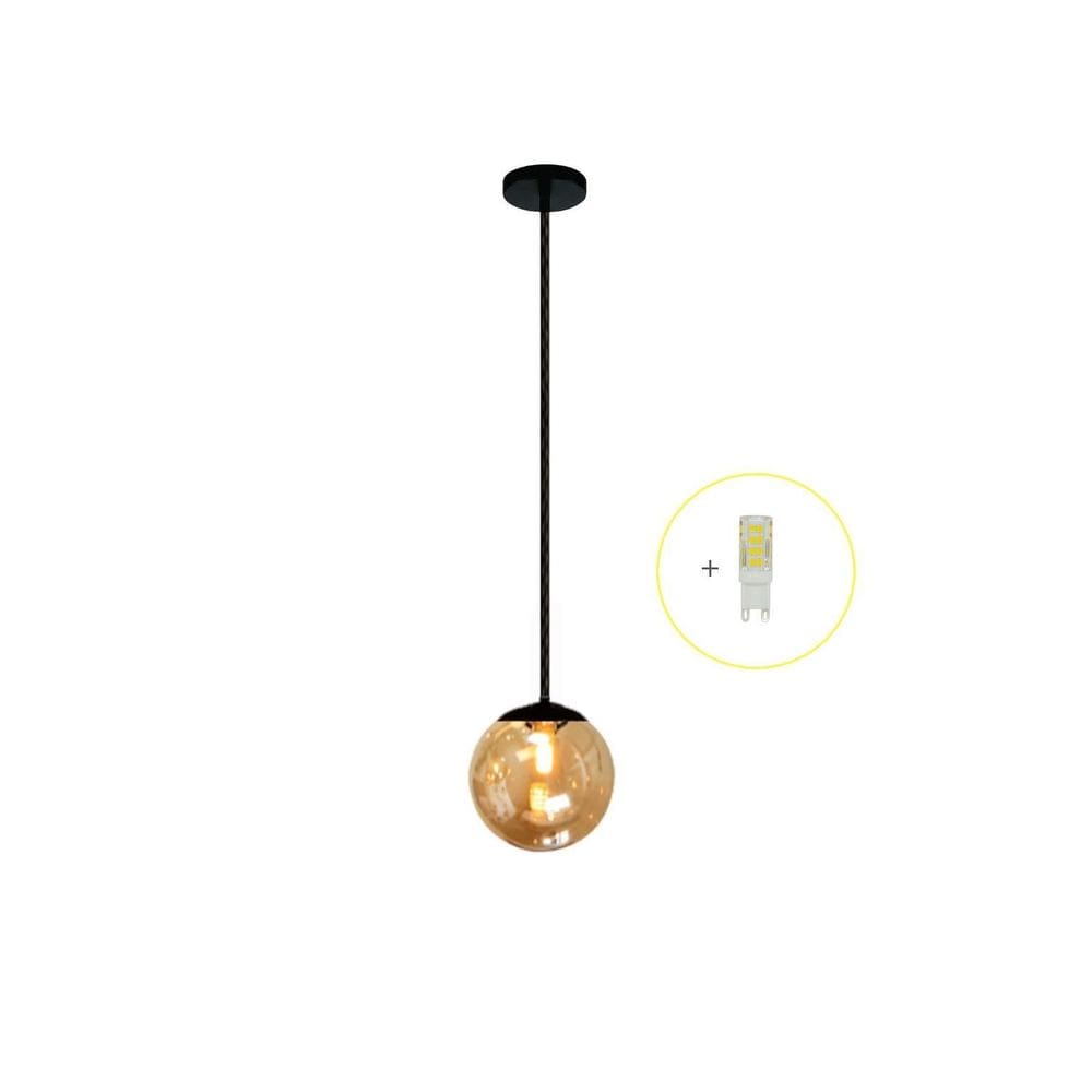 Pendente Preto Bancada Cozinha Cabeceira De Cama + Led Vi