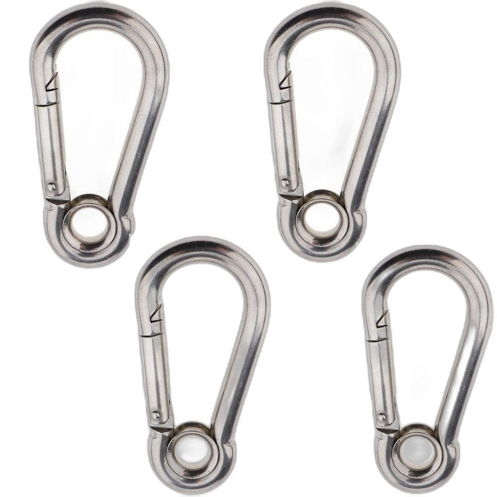 Kit 4 Mosquetão Inox Trava Automática 7Mm X 70Mm Com Olhal