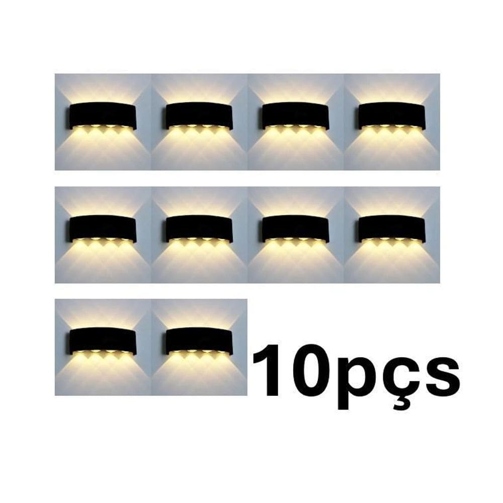 Kit 10 Arandelas De Led 8W Luz Amarela Iluminação Decoração