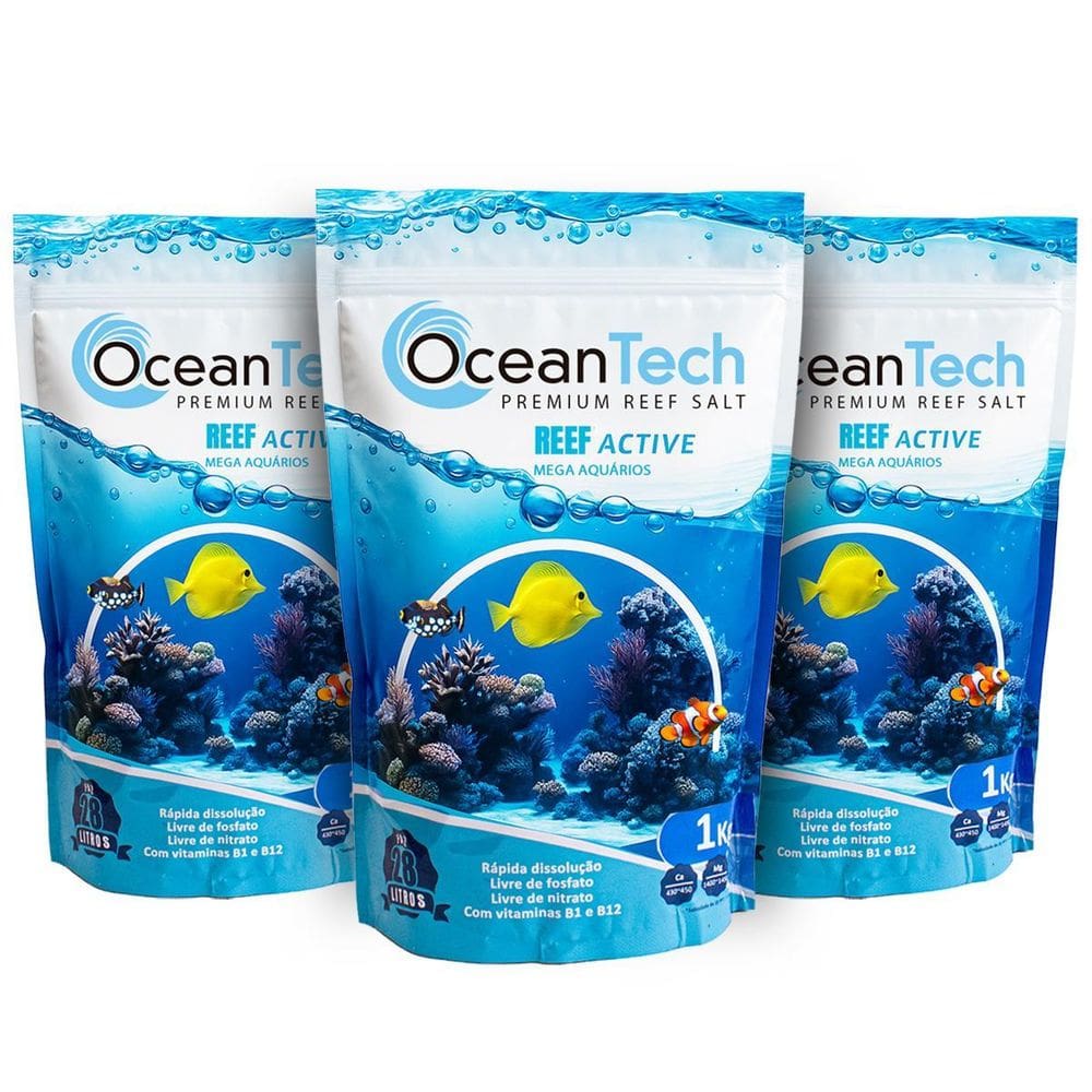 Sal Ocean Tech Para Aquário Marinho 3Kg Reef Active Completo