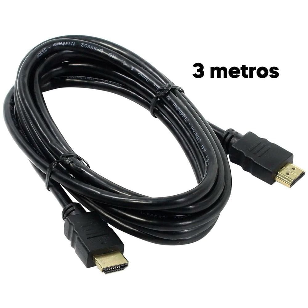Cabo Hdmi 3 Metros 4K Hd Full Hd Para Monitor E Escritório