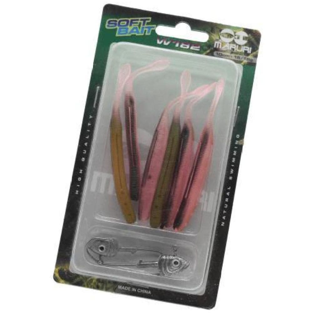 Kit 6 Iscas Artificiais Soft Shad + 2 Anzol Jig Head Maruri