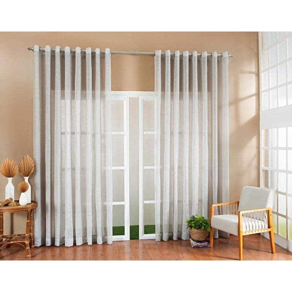 Cortina Gaze Linho 4,00X2,60 Sala Quarto Cinza