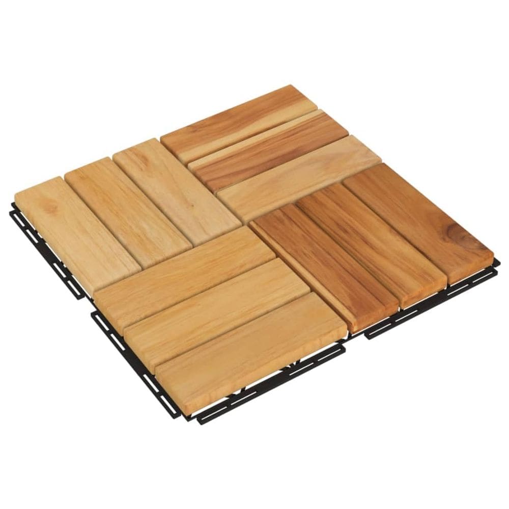 Telhas de deck VidaXL Brown 30x30cm Madeira maciça de teca 10 unidades
