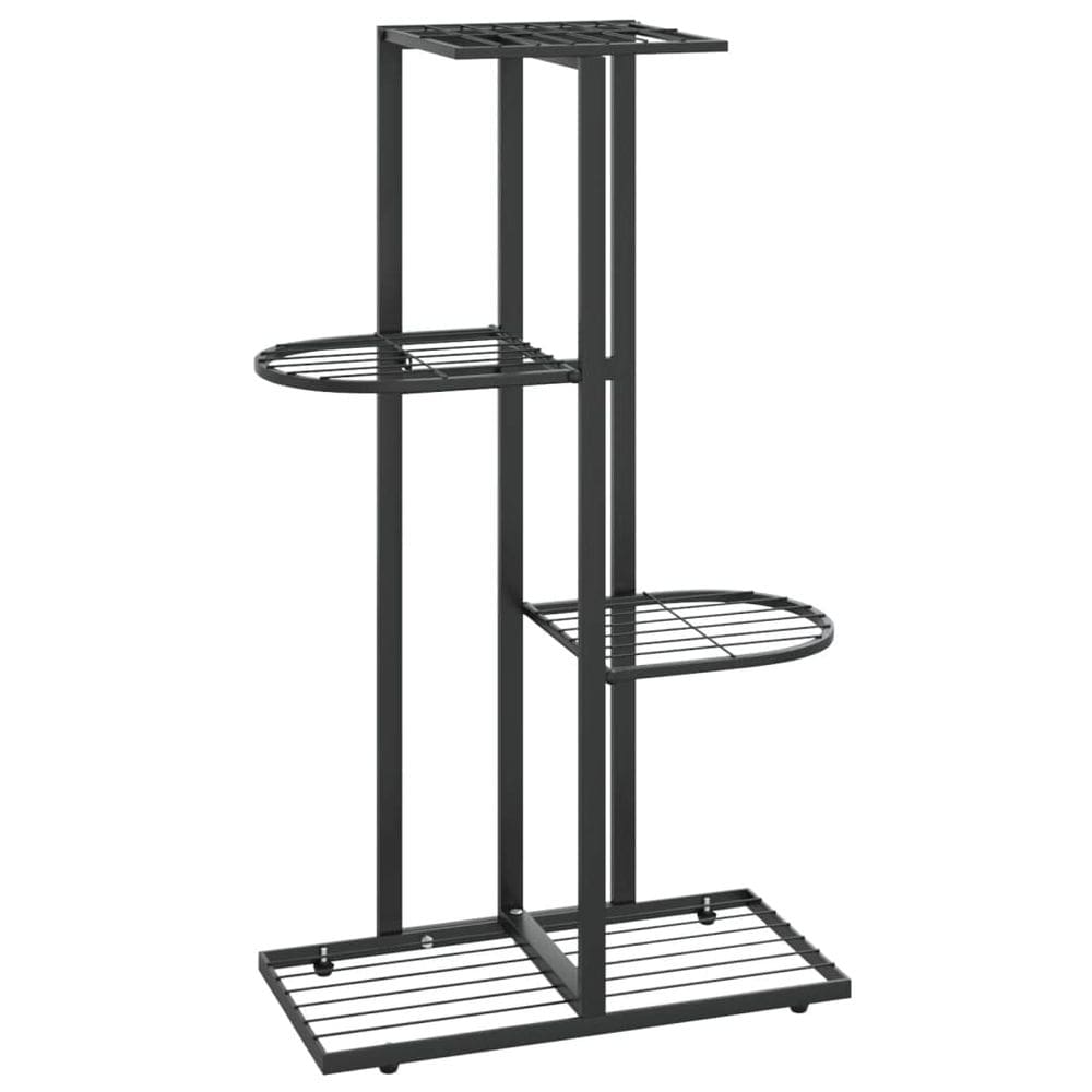 Suporte para plantas VidaXL Suporte de flores de quatro camadas em metal preto