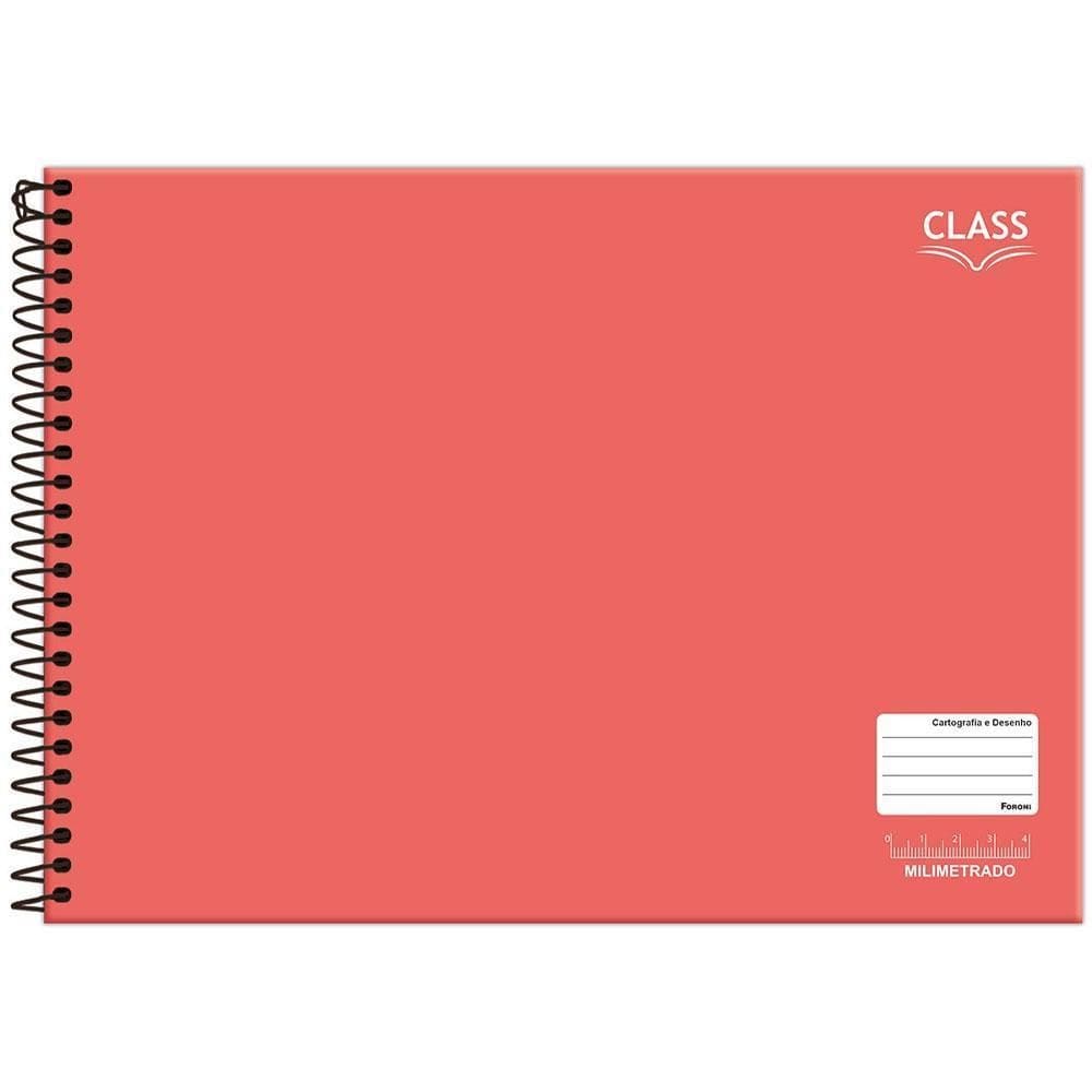 Caderno Cartografia Milimetrado 80Fls Class Vermelho Foroni