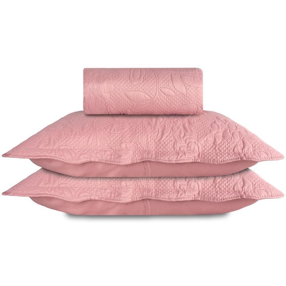 Colcha King Size Bouti Ultrasonic 3D Jolitex 3 Peças Rosê