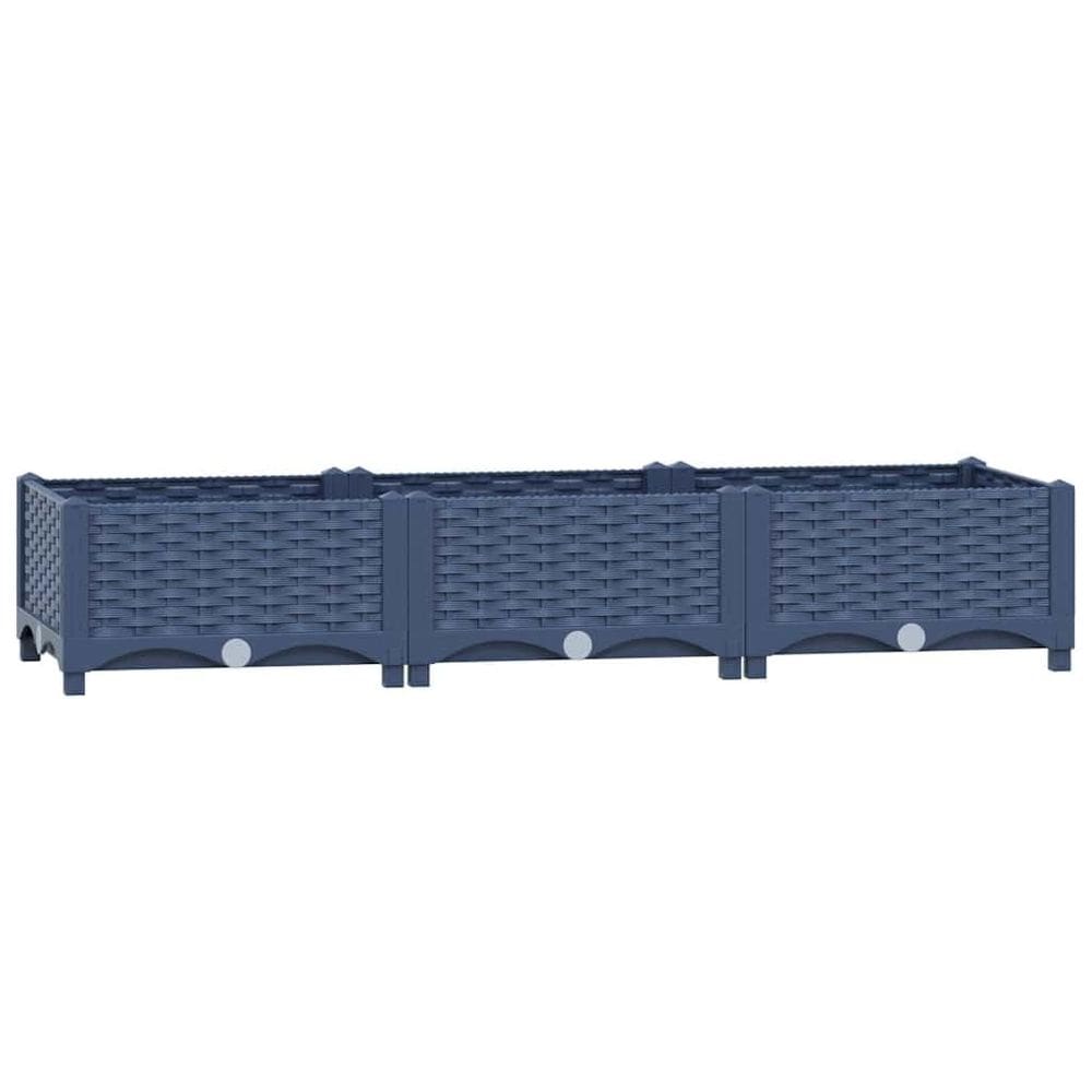 Cama elevada VidaXL Retangular Cinza Polipropileno 120x40x23cm