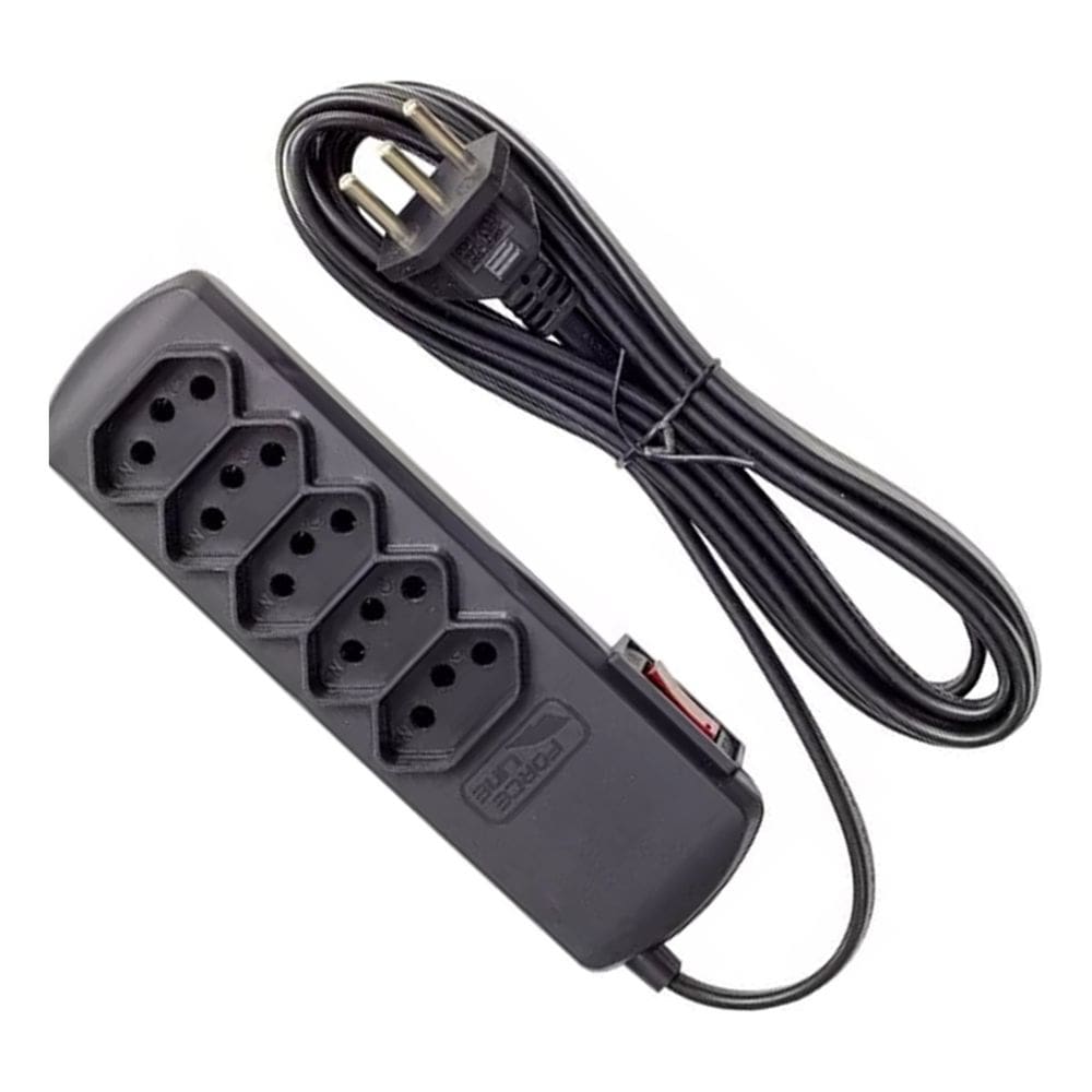 Filtro De Linha 5 Tomadas Tripolar 10a 1 M Preto Force Line