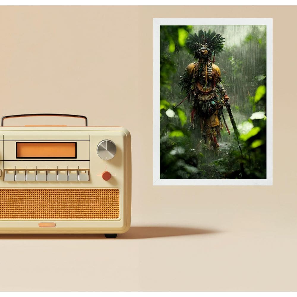 Quadro Decorativo Caboclo Ubirajara 33X24Cm - Com Vidro