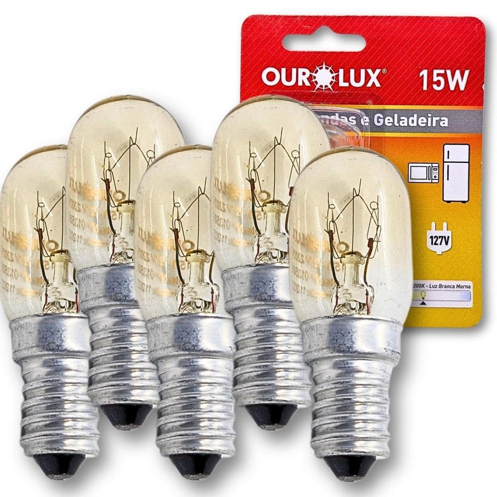 Kit 5 Lâmpada Incandescente Micro-Ondas Geladeira Fogão 127V