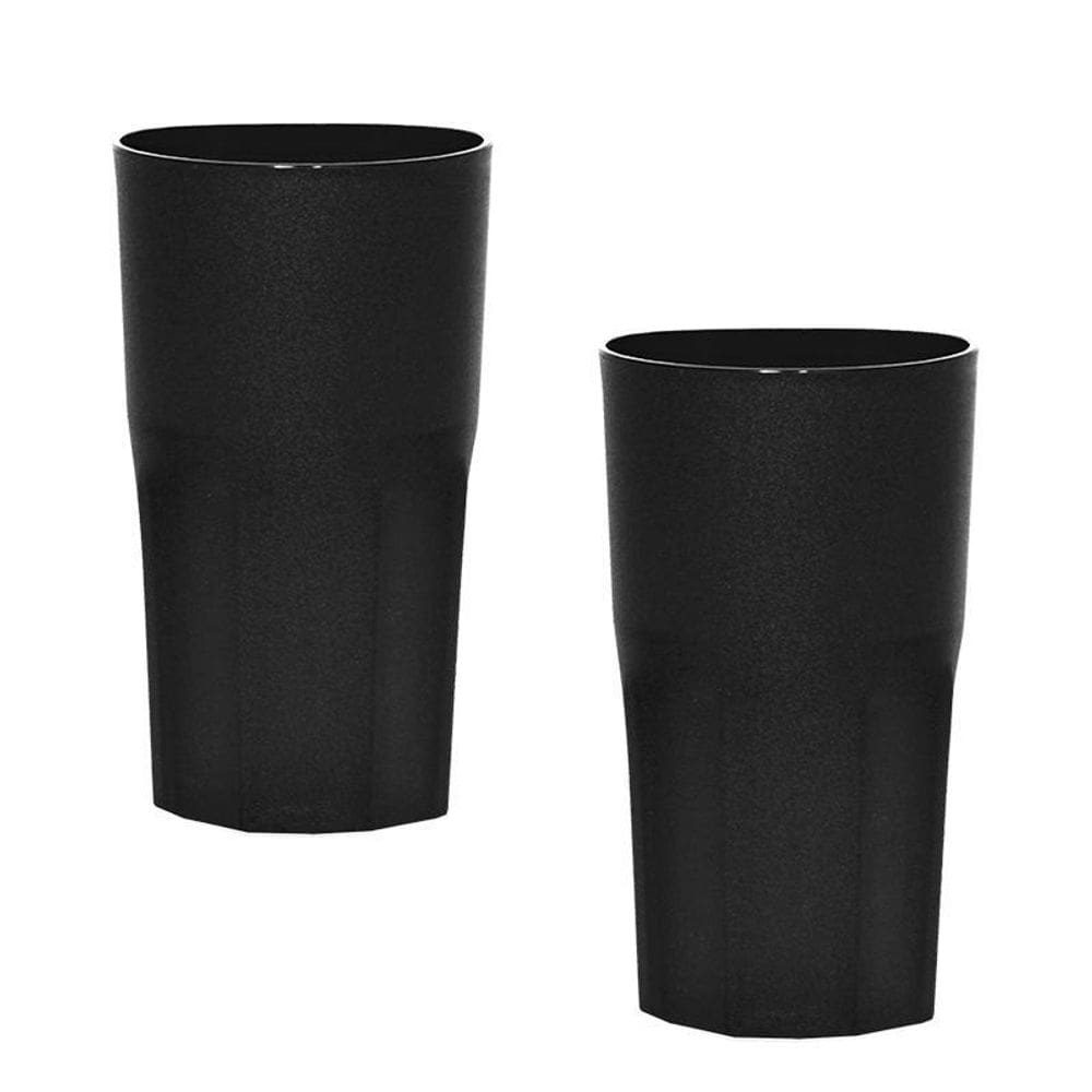 Kit 2 Copos Roma Preto 360Ml Plástico Premium