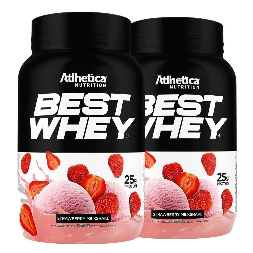 Kit 2 Best Whey Protein Isolado Hidro Morango 900G Atlhetica